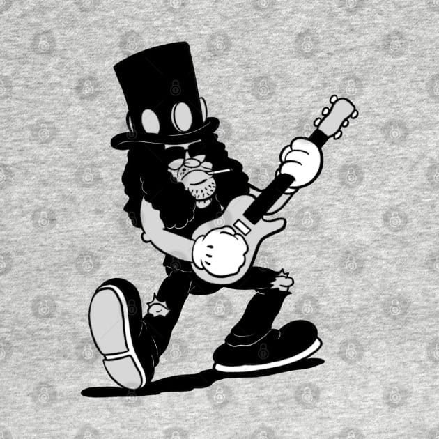 Slushy rock star guitarist in 1930s rubberhose cuphead cartoon style! by Kevcraven